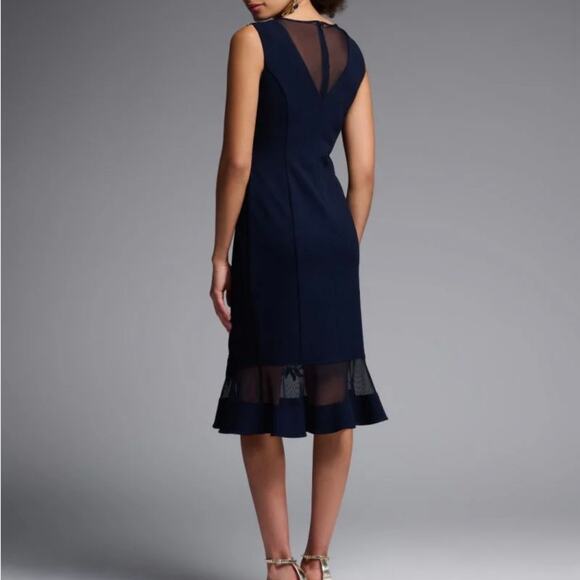 Adrian Mattox Womens Mesh Lace Mermaid Midi Dress Dress Size 10 Ink Navy - Picture 7 of 16